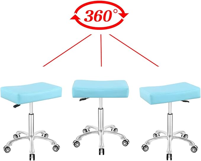 Antlu Adjustable Rolling Heavy Duty Stool Chair for Massage Office Tattoo Medical, Work Heavy Duty Hydraulic Stool with Wheels (Cyan)