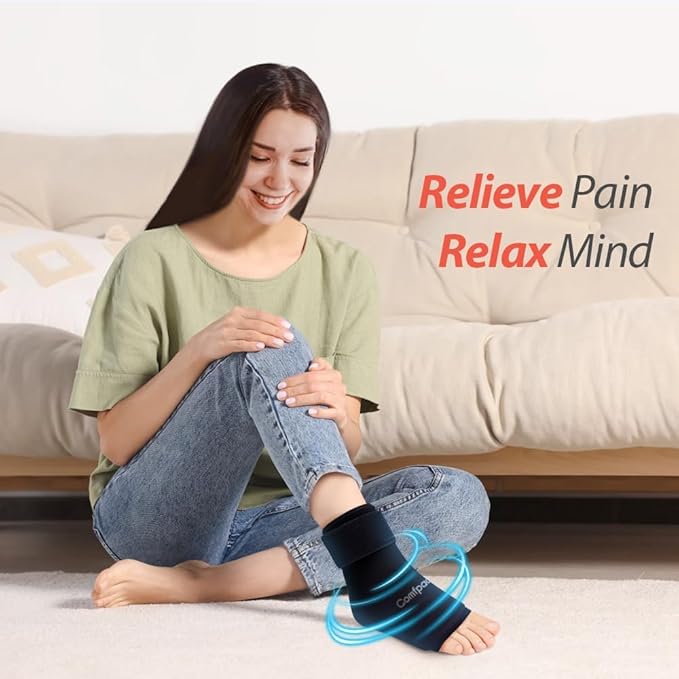 Ankle Ice Pack Wrap for Swelling, 2PCS Gel Ankle Foot Ice Pack Wrap with Hot Cold Compression Pain Relief for Plantar Fasciitis, Sprained, Achilles Tendonitis, Heel Spur