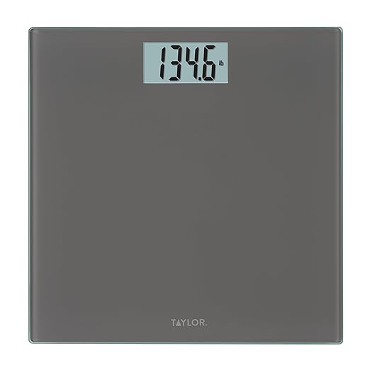 Taylor Smart Bathroom Scale with Precision Hub App, Digital Body Weight Scale, 400 lb Capacity, 8 User Profiles, Smart App Connectivity, Sync to 3rd Party Apps, BMI Tracking, Glass Platform, Charcoal