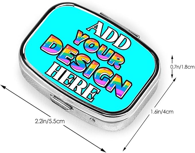 Custom Travel Pill Box, Medicine Pill Organizer Case Container Travel Pill Holder Vitamin for Boxes Med Wallet Portable Mini Pastillero Square, Cyan, Personalized Gifts