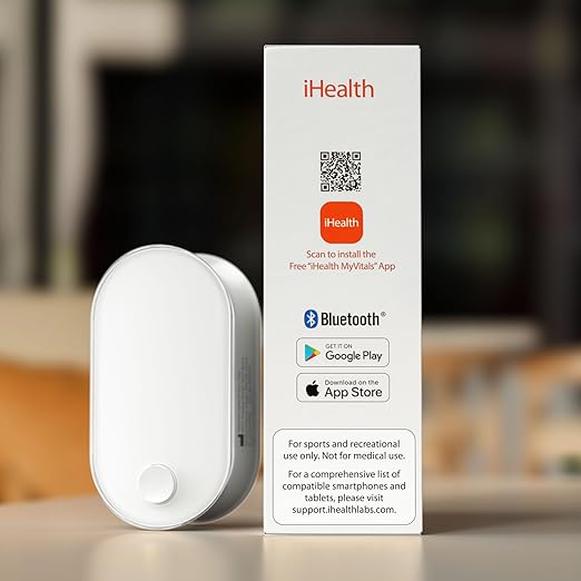 iHealth AIR Rechargeable Fingertip Pulse Oximeter, Blood Oxygen Saturation Monitor with App, SpO2, Pulse Rate, Plethysmograph, and Perfusion Index