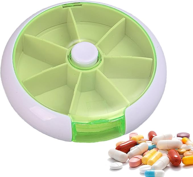 Weekly Pill Box - Safe and Eco-Friendly Weekly Round Pill Box, Round Weekly Pill Storage Box | Pills Storage Tool with 7 Compartments, Weekly Pill Dispenser for Pills Candy, vitaminn, and Other Items