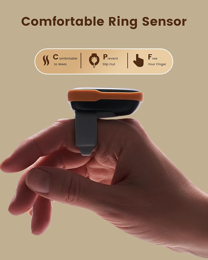 Vibeat WearO2 Blood Oxygen Monitor — Bluetooth Pulse Oximeter for Continuous O2 and Heart Rate Tracking Rechargeable, Wearable Finger Oxygen Meter with Notification & Free APP