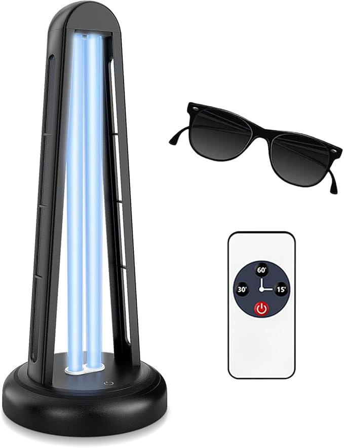 UV Light Sanitizer, 55W Ultraviolet Sanitizer with Ozone, Ultraviolet Light with 3 Speed Timings, Home Disinfection Device, Dust Mites Remover for Room, Kitchen, Hotel, Office