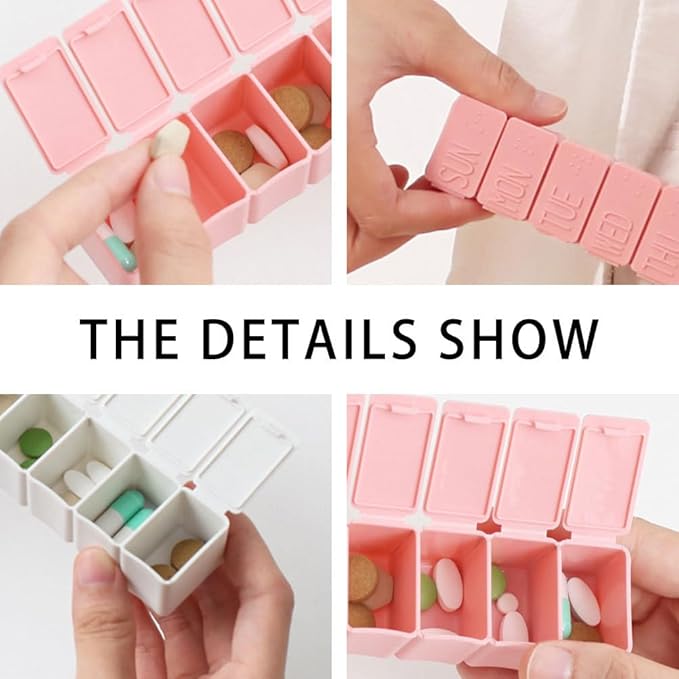 DOITOOL Weekly Pill Organizer 7-Day Portable Single Row Medicine Storage Case Travel Pill Box Lightweight Creative Piano Keyboard Design