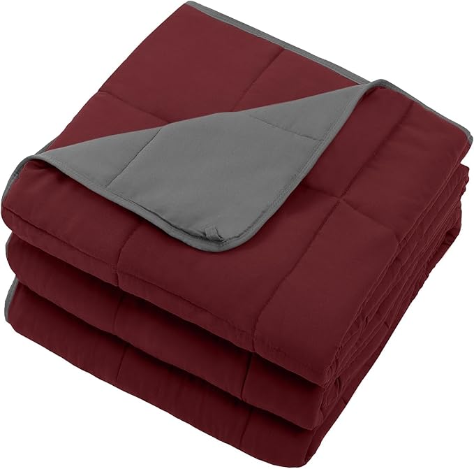 Weighted Blanket for Adults 15lbs, 48"x72", Twin Full Size Cooling Heavy Throw Blanket for 120-160lbs, Microfiber Soft Thick Big Blankets Weighted Comforter Gift for Sleeping, Red Grey