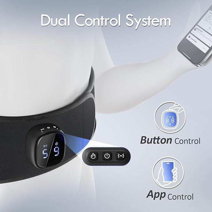 Comfytemp Cordless Portable Heating Pad with Massager for Lower Back Soothing, FSA Eligible HSA 9 Heat 5 Vibration 3 Intensity, Rechargeable Wireless Heated Waist Belt App Control, Gifts for Mom Dad