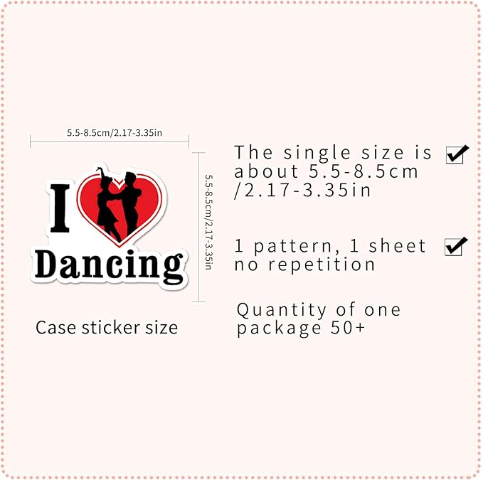 50pcs Dancing Stickers,Waterproof Vinyl Stickers with Breakdance, Street Dance & Ballet Elements, Suitable for Kids & Adults, Decor for Laptop, Phone
