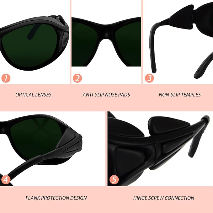 2PC Red Light Therapy Glasses, IPL Laser Safety Goggles 200-2000nm, Eye Protection for Tanning Beds and LED Light Therapy, Comfort Fit
