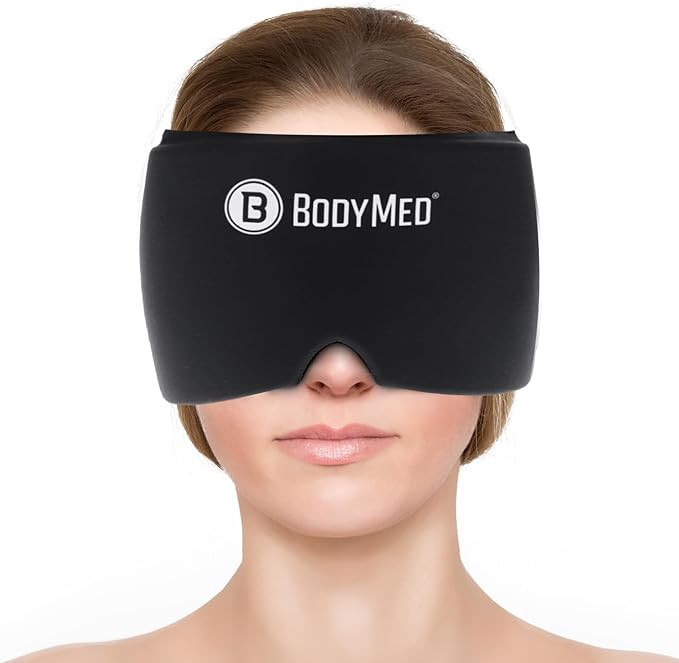 BodyMed Migraine Relief Cap, Universal Fit for Women and Men – Soothing Headache Face Mask with Extra Cooling Gel for Extended Relief – Hot and Cold Therapy Head Wrap for Tension, Stress, Headaches