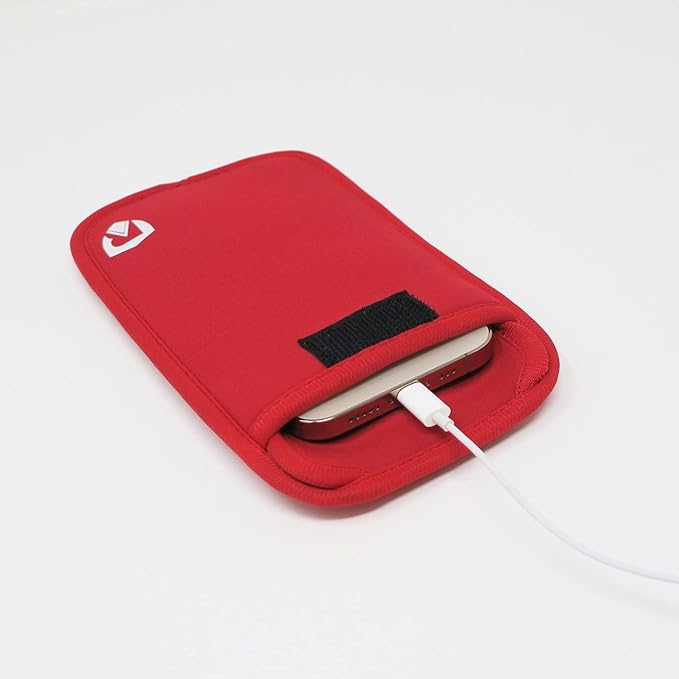 RadiArmor EMF Blocking Cell Phone Sleeve - EMF Blocking Pouch That Fits Most Cell Phones - Updated Version (Red, Large)