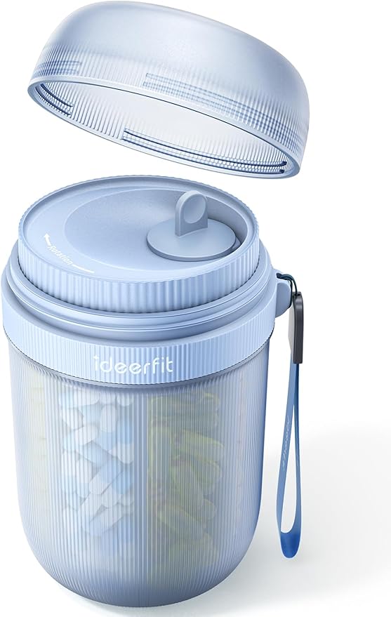 Large Pill Organizer with 7 Large Compartments,Pill Dispenser with Desiccant to Keep Medicines Fresh,Pill Bottle Organizer | Anti-Mixing | Light-Proof | Touch-Free,BPA-Free Vitamin Organizer,Blue