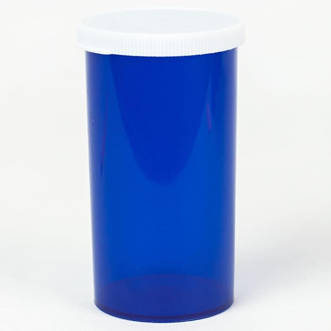 Five Star Supplies Snap Cap Plastic Pill Bottles - Easy Open Snap Cap - Pill Container Prescription Vial (Blue, 40 DRAM 190 ct.)