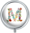 Letter M Floral Monogram Initial Pill Case Trinket Gift Box