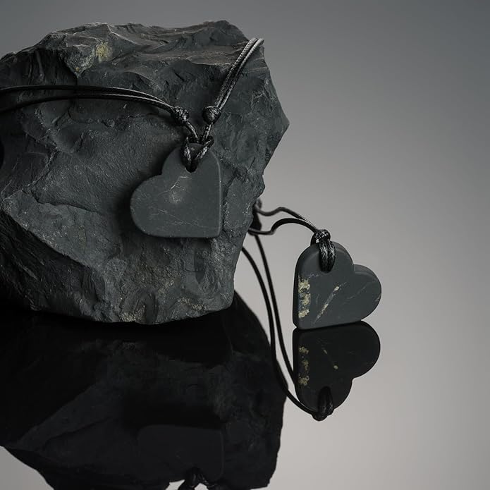 Shungite Pendant Necklace - Harmonizing Shield Defense - Wearable Shungite Crystal for Stress Down and Vitality Up - Shungites Stones from Russian Mine