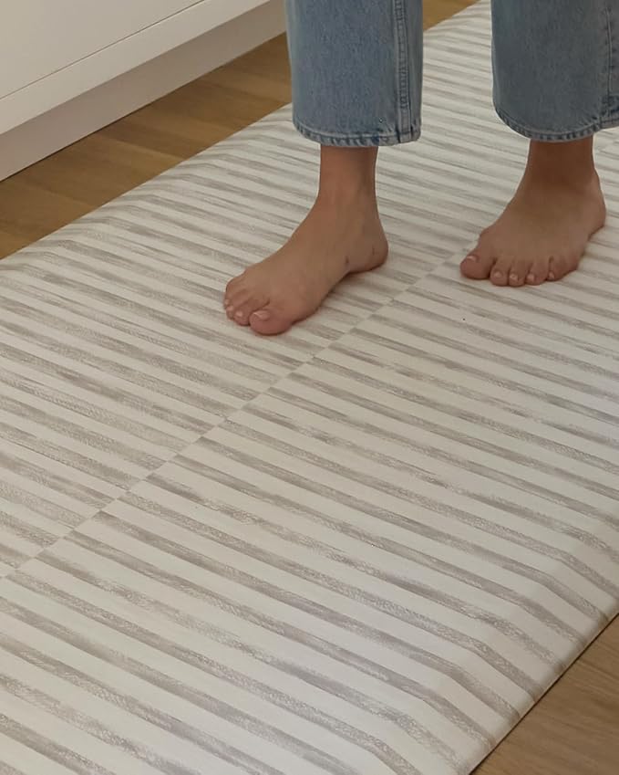 House of Noa Nama Standing Mat – Anti-Fatigue Cushioned Kitchen Mats for Floor | Ergonomic Bounce-Back Foam Kitchen Mats | Anti-Fatigue Mats for Kitchen & Standing | Reese Bark | 30" x 72"