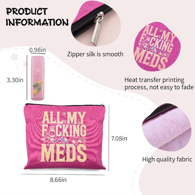 Funny Medicine Bag Gifts Nurse Practitioner Makeup Bag Pocket Pharmacy Pill Organizer Physician Assistant Pouch Medication Storage Container for Travel Doctor Novelty Gift Medical Christmas Gift Pouch