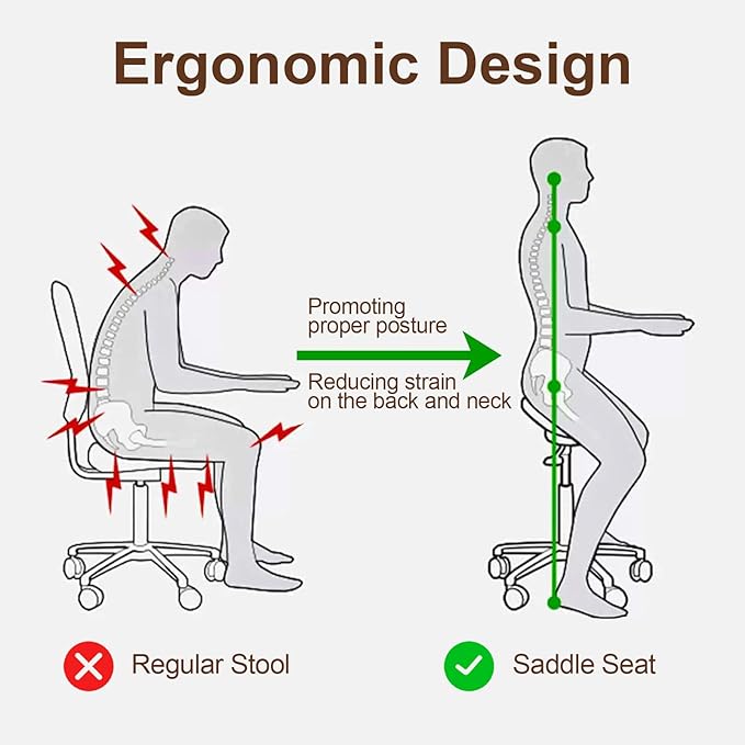 Saddle Stool, Ergonomic Saddle Chair with Wheels 450 LBS, Adjustable Height Swivel Salon Stool, Rolling Stool for Home Office Tattoo Massage Clinic Lab Beauty (White)