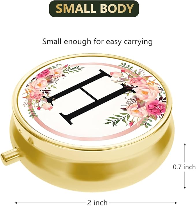 Small Pill Box for Purse Pocket, Personalized Small Pill Case 3 Compartment, Monogrammed Cute Pill Organizer, Gift for Women Teen Girls, Travel Mini Jewelry Box,Earring Holder Organizer