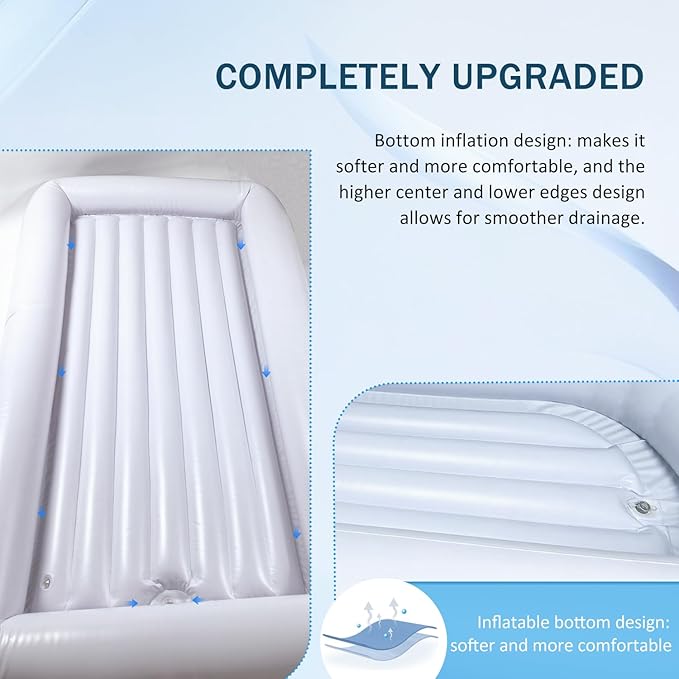 Bedside Shower Bath Kit,Inflatable Bed Bath,Medical grade PVC Bedside Shower Bathtub Kit,Bed Baths for the Disabled,Suitable for Disabled People, Elderly Pregnant Women, Etc（single layer）