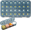 Large Pill Box Organizer 7 Day 4 Times A Day, Weekly Pill Container Easy Open, Daily Airtight Medicine Pill Case Waterproof Moisture Proof for Travel Pocket, BPA Free