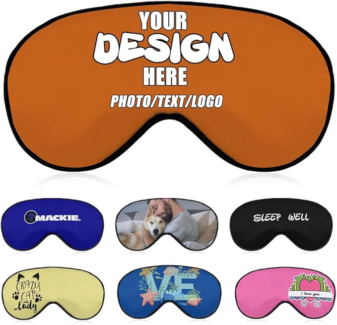 Customizable Sleep Masks Soft Blackout Comfortable Flexible Reusable, Custom Sleep Mask for Man Woman Kid, Custom Blindfold Long Flight Must-Haves, Dorm Room Essentials,#Chocolate
