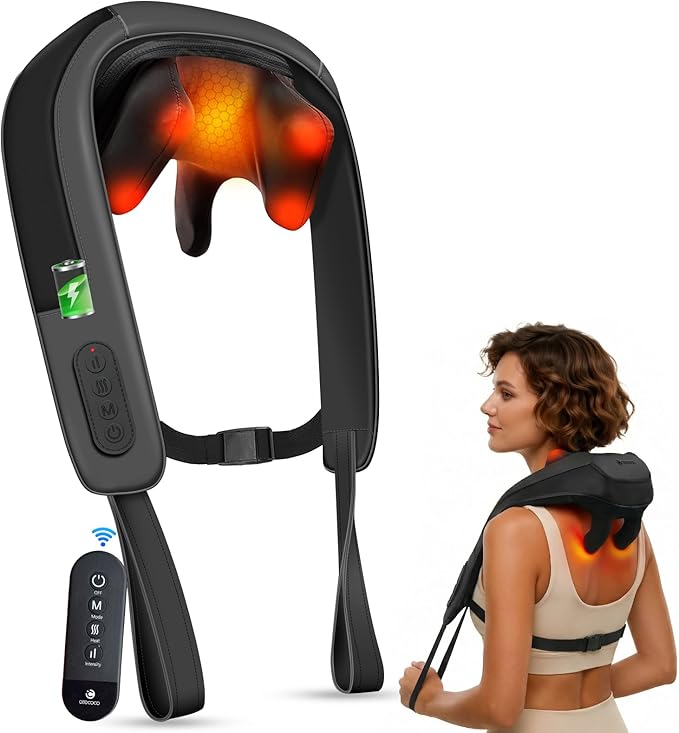 CooCoCo FSA Eligible Cordless Neck Massager, Back and Shoulder Massager for Pain Relief Deep Tissue, HSA FSA Approved Shiatsu Back Massager, Mothers Day Gifts & Birthday Gifts for Mom Dad Women Men