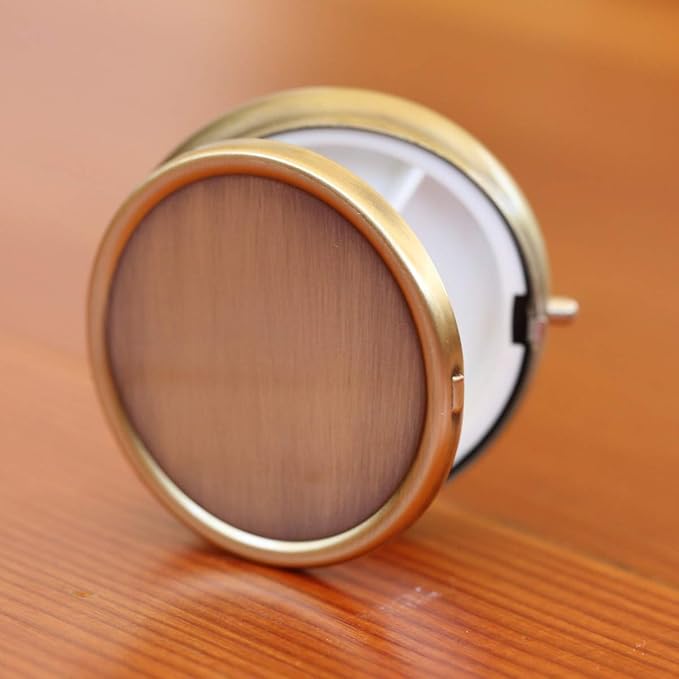 NewCharms Brass Round 3-Compartment Pill Box