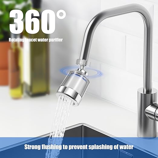 3 PCS Sink Filter Water Faucet, 360 ° Rotating Bathroom Sink Filter, Removes Chlorine Fluoride Heavy Metals Hard Water for Home Bathroom & Kitchen