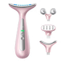 4-in-1 Multi-Area Beauty Care Device with Interchangeable Heads and Three Light Modes, Rechargeable Neck & Face Care Tool (Pastel Pink)