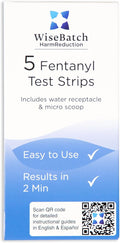 WiseBatch Fentanyl Test Strip + MicroScoop and Instructions - Box of Five (5) + Testing Recepticle - #1 Most Trusted Fentanyl Test Strips - ±99% Accurate - Results in <2 Mins - Prevent Overdoses
