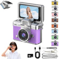 Mini Keychain Digital Camera Retro Mini Digital Video Camera Small bodycam 1080P FHD Recording with 0.96" IPS Screen with 6 Retro Filters AVI Format-Ideal for Phone Transfer (Purple, 128G)