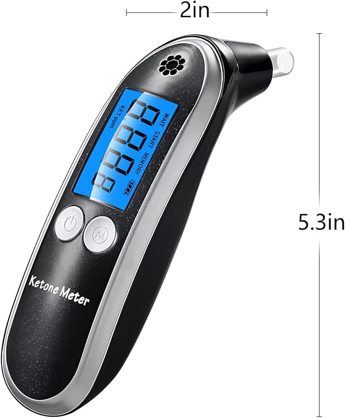 Breath Ketosis Meter & Breath Monitoring Analyzer - High Accuracy Ketone Breath Analyzer for Quick & Easy Track Your Ketones - Professional Home Ketosis Breath Tester with 10 Mouthpieces