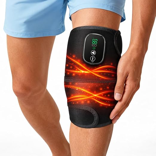 Portable Knee Massager for Pain Relief, Knee Heating Pad for Knee Pain, Knee Massager with Heat, Heated Knee Massager, Newly 4 Powerful Motors, 5 Heats and 5 Massage Modes
