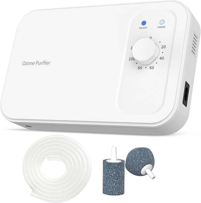 800mg/h Multipurpose Ozone Machine with Timer, for Air and Water, Portable for Home, Office, Car, Hunting, Kitchen, Cold Plunge, Fruits & Vegetables