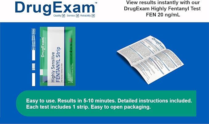 20 Pack - DrugExam Urine Drug Test Testing Strip. Testing for FYN 20 ng/mL. Highly Sensitive, Instant Results. Made in USA. (20)