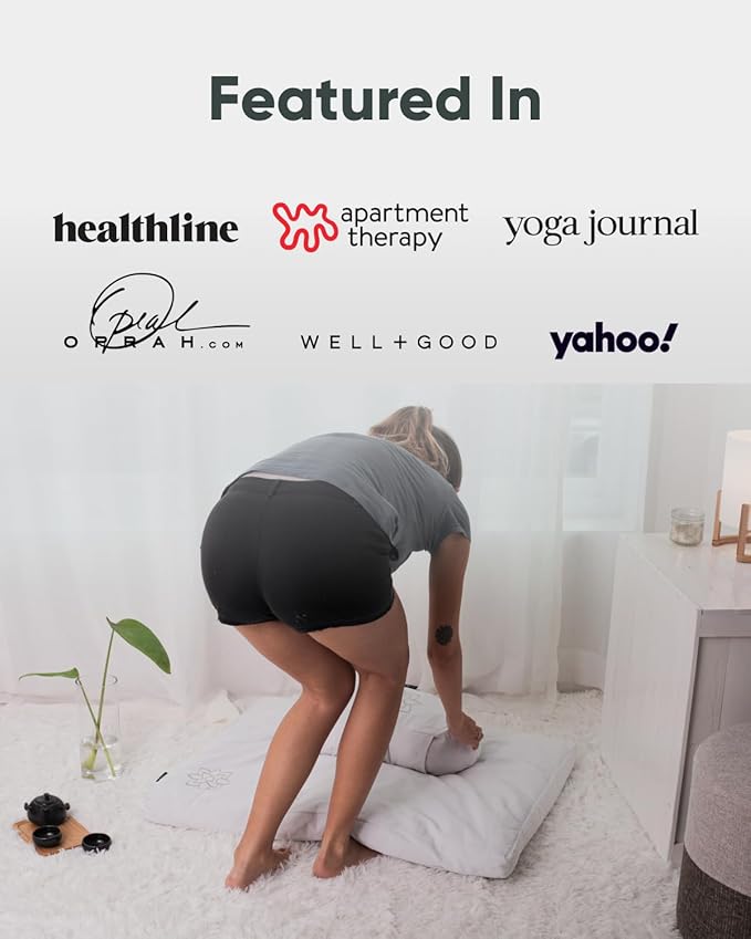 Mindful & Modern Zabuton Meditation Mat - Cotton Filled Yoga and Meditation Pad - Zabuton Meditation Cushion for Kneeling and Sitting Support - Large Rectangular Sitting Floor Pillow for Bench or Zafu