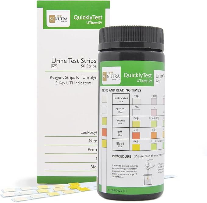 Urine Test Strips - Quick Testing and Monitoring for UTIs, Cystitis, pH and Bladder Health. SC Nutra (Sweet Cures)