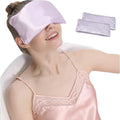 Lavender Eye Pillow, Hot or Cold Weighted Satin Eye Mask, Microwaveable Moist Heat Eye Compress, Washable Eye Pillow for Sleeping, Yoga, Meditation, Migraine Relief, Pack of 2(Lavender)