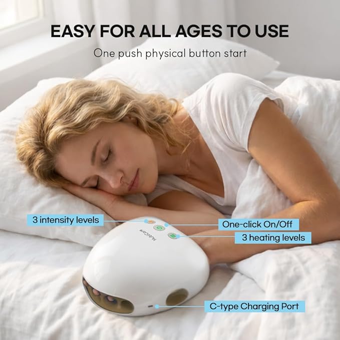 HuBDIC HubiCare Portable Hand Massager with Individual Finger Massage, Cordless Heat & Compression for Finger Numbness & Arthritis Relief, Compact Travel & Gift Design for Love Ones