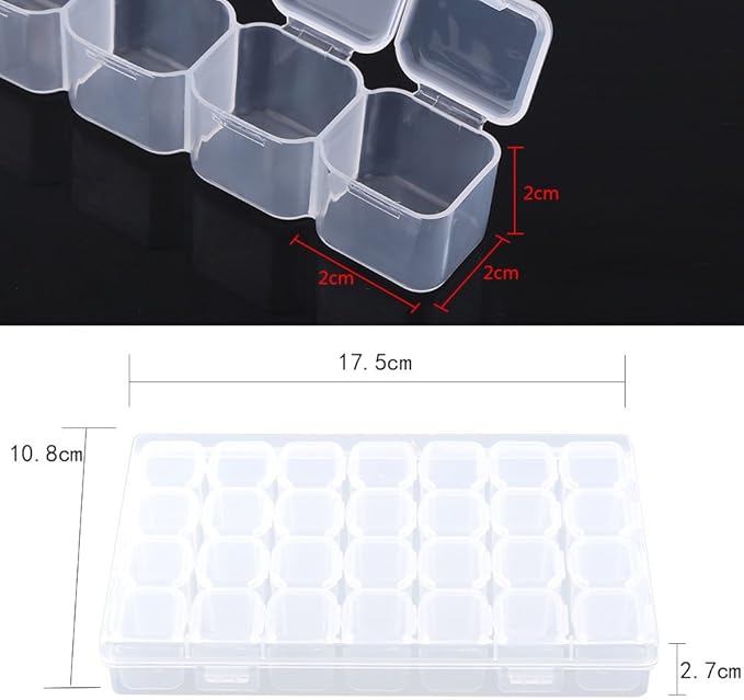 Box, Jewelry Organizer Clear Plastic 28 Slots Adjustable Tablet Jewelry Storage Box Container