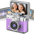 Mini Camera with Flip Screen, 2026 New Mini Digital Camera with 1.47 in LCD Screen, 1080P FHD Recording with 0.96" IPS Screen with 6 Retro Filters AVI, 32GB No Memory Card Included (Purple)