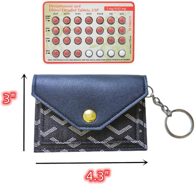 Birth Control Pill Case Wallet PU Leather Medicine Holder Envelope Arrow Print (Green)