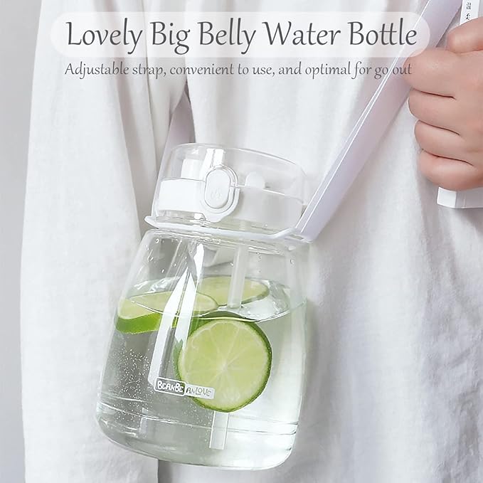Clear Water Bottles with Straw 45oz Large Water Jug for Schools/Adults Aesthetic Girls Water Bottles for Gym/Sport/Motivational White Reusable Water Bottle