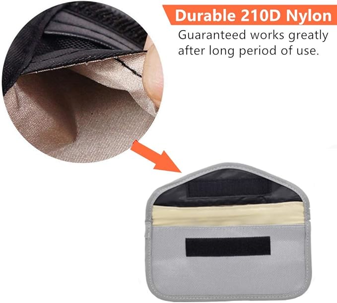 Faraday Key Fob Protector (2 Pack), Premium Faraday Bag/Pouch, Car Key Signal Blocker, Signal Blocking Bag for Cell Phone Privacy P (Silver)