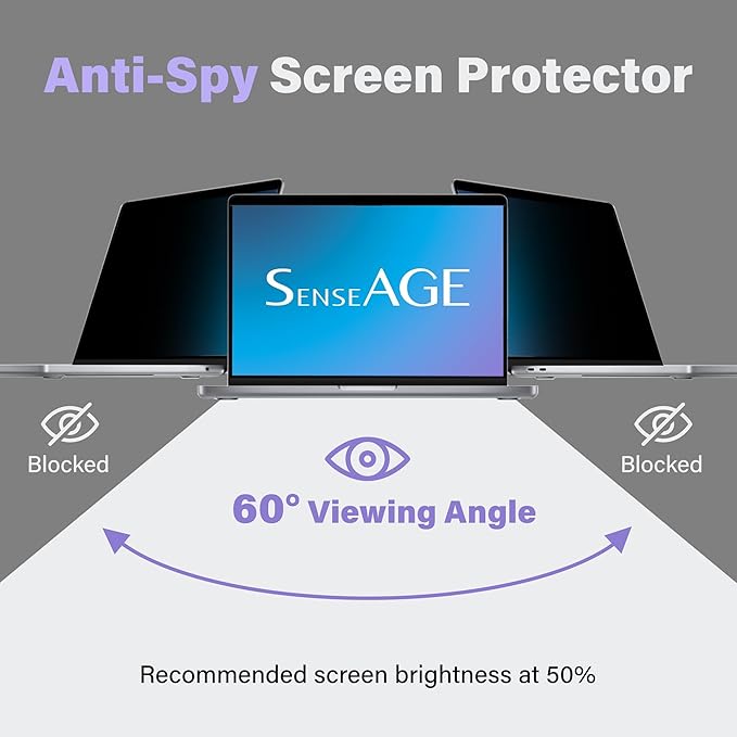 SenseAGE Magnetic Privacy Screen Filter for MacBook Air 15 inch (2023-2025, M2, M3, M4), Easy On/Off Anti-Blue Light Privacy Screen Protector, Compatible with MacBook Air 15.3 inch