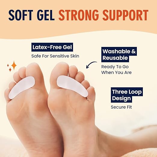 Dr. Frederick's Original Hammer Toe Corrector Gels - 2 Pairs - All-Day Relief for Crooked & Overlapping Toes - Soft Cushioning - Symptomatic Support for Toe Alignment - White - 3 Loop Design