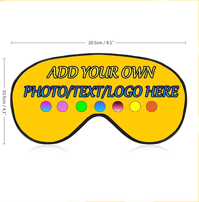 Personalized Eye Mask, Custom Eyeshade Blindfold Add Your Design Image Text Customized Eye Cover with Adjustable Strap for Sleeping Travel Work Naps Blocks Light, Deep Yellow