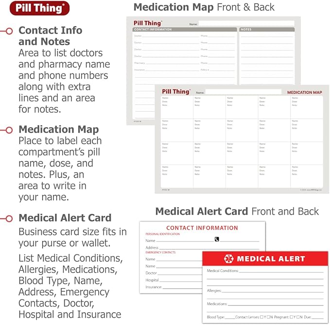 20 Compartment Large Pill Case with Airtight Seal - Silicone Gasket Waterproof Med Box with Medication Map (Combo Pack - 20 & 12)