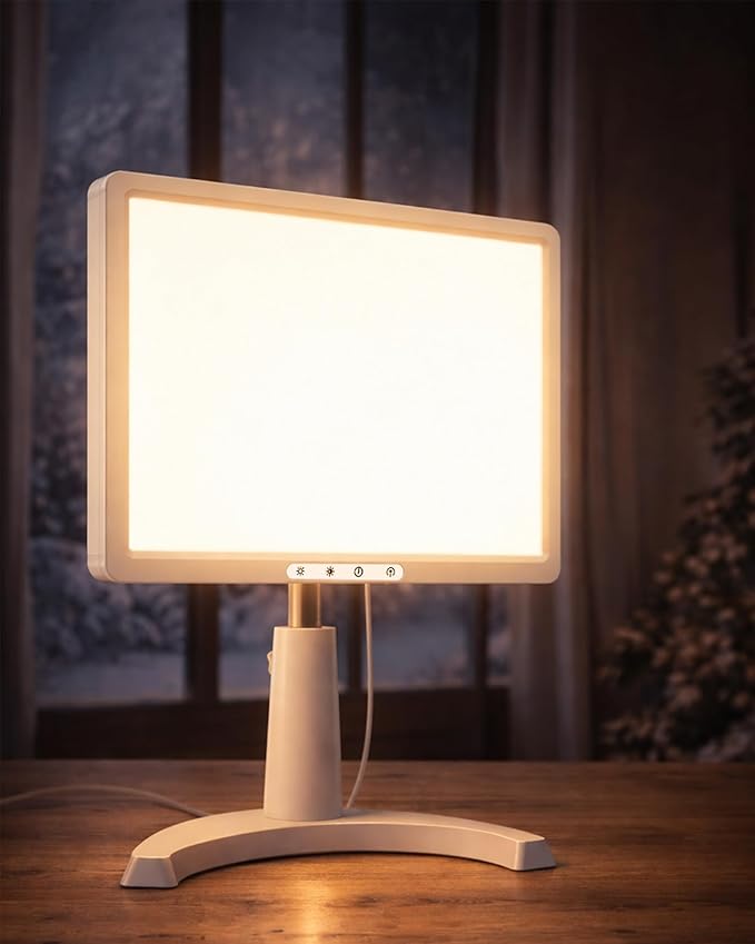 12000 Full Spectrum, UV-Free Light LED Sunlight Lamp with 3 in 1 Mount, Timer & Adjustable Brightness, Portable, Daylight for Office Reading Morning Routine